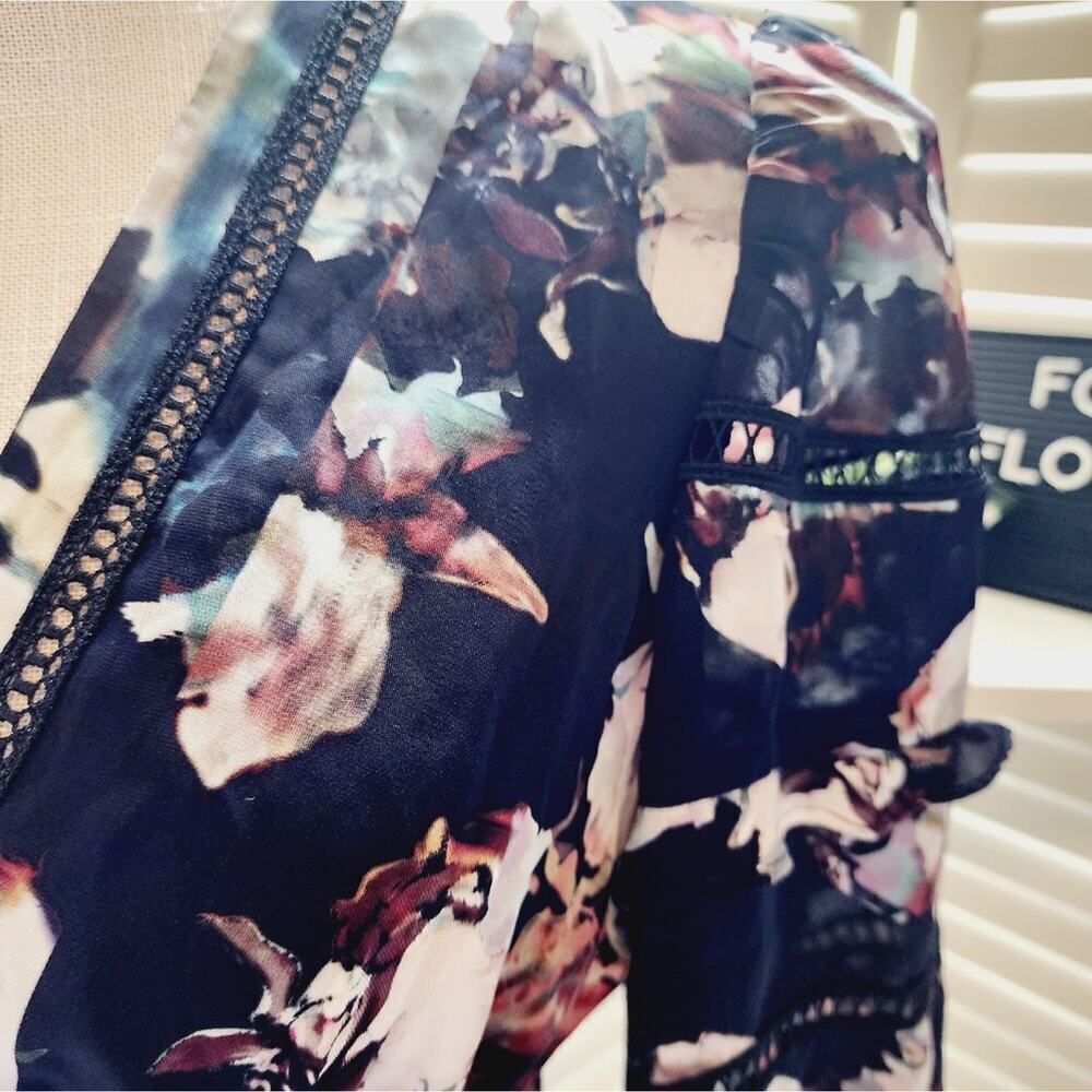 NICOLE MILLER BLACK NEW FLORAL DRESS MSRP 375.00 MED - Picture 7 of 7